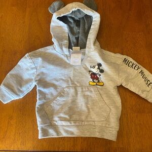 Disney Light Gray Mickey Mouse Hoodie with Ear Details